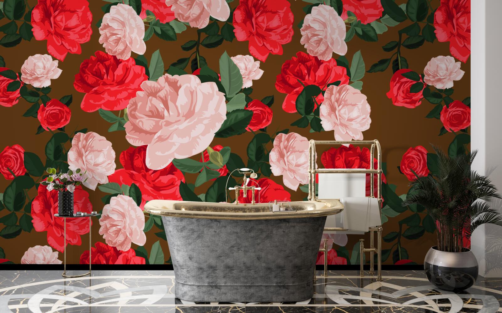 Fototapeten Rosenrot und rosa Blumen