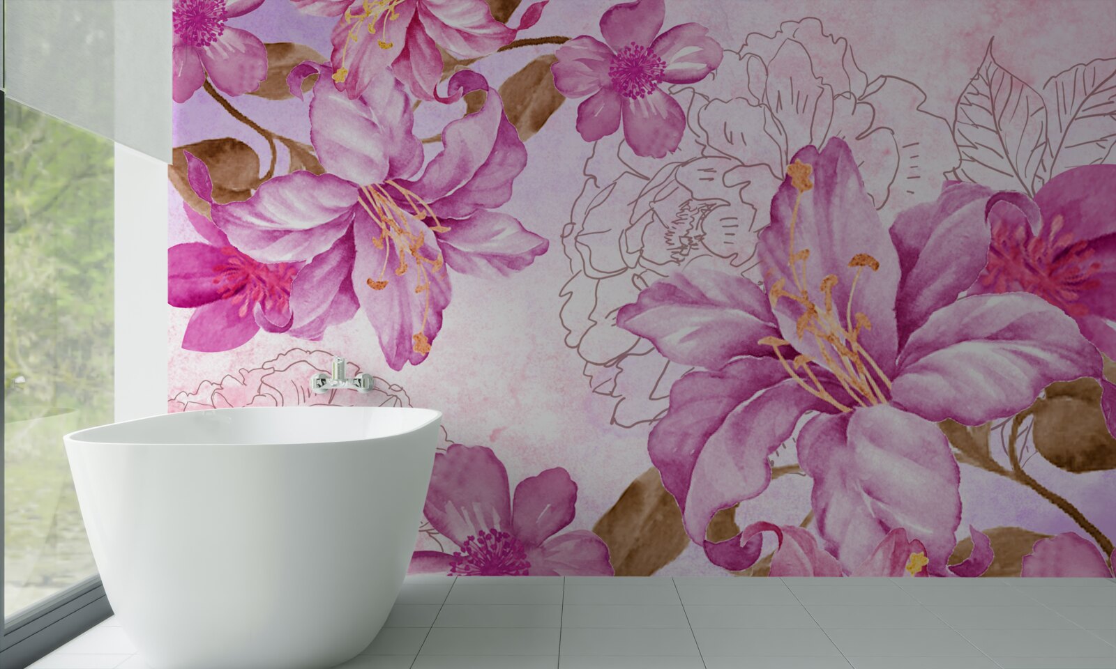 Fototapeten Eleganz von Blumen in einem abstrakten Wort