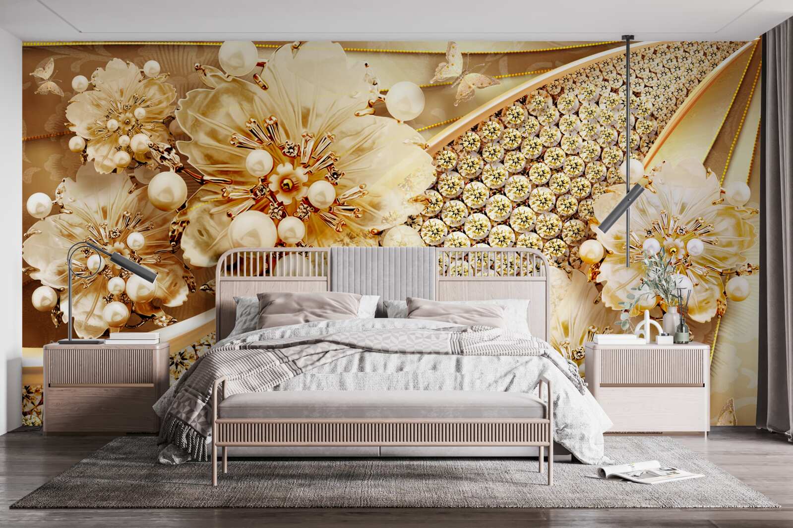 Fototapeten Goldene und goldene Perlenfarben