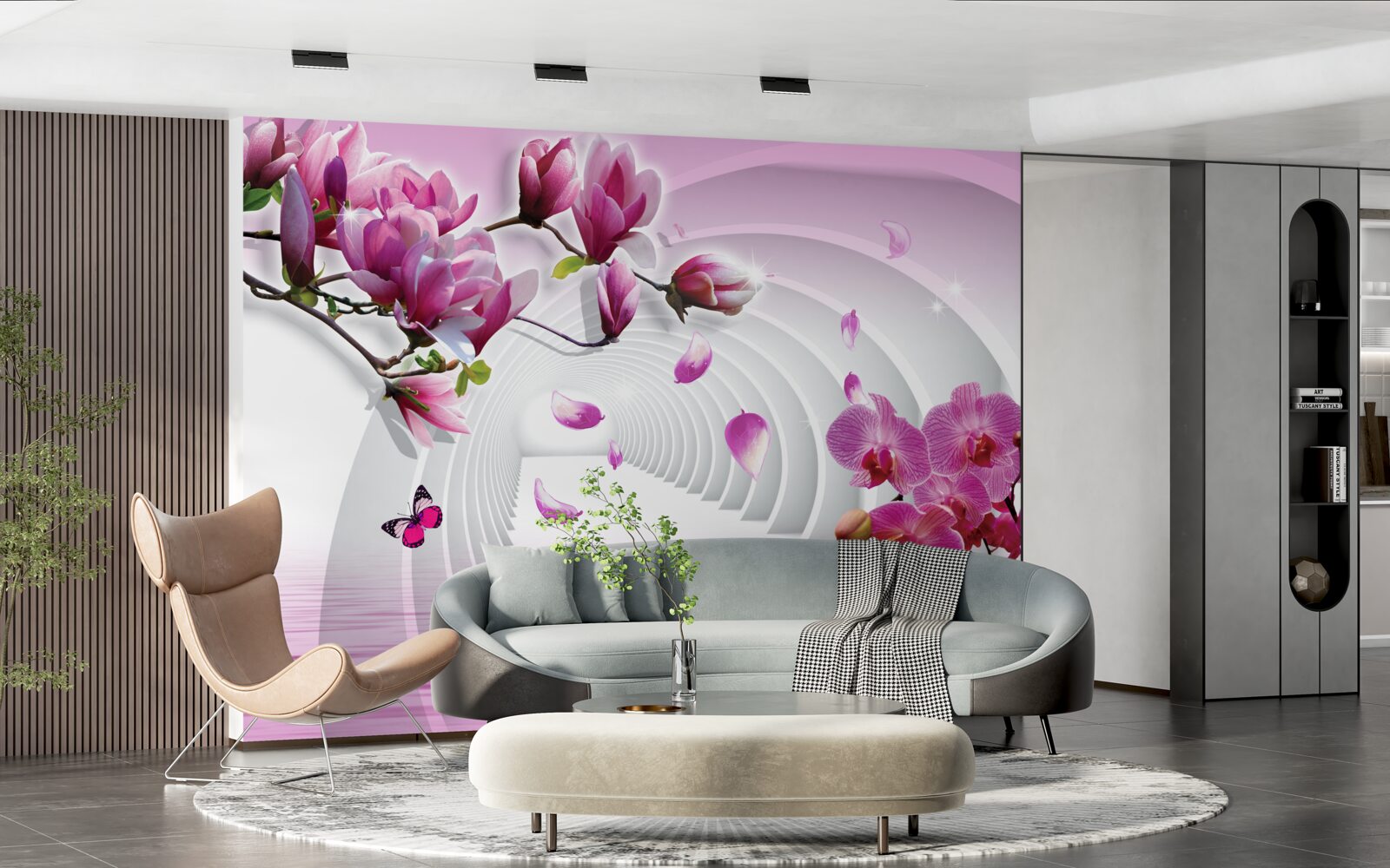 Fototapeten Orchideenzweige in lila und roten Farben