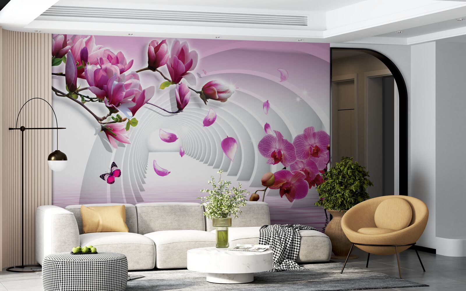Fototapeten Orchideenzweige in lila und roten Farben