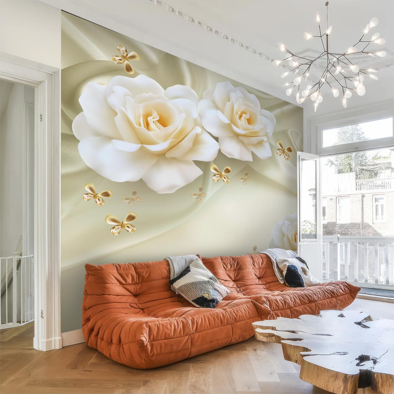 Fototapeten Seidenwärmungsrosen