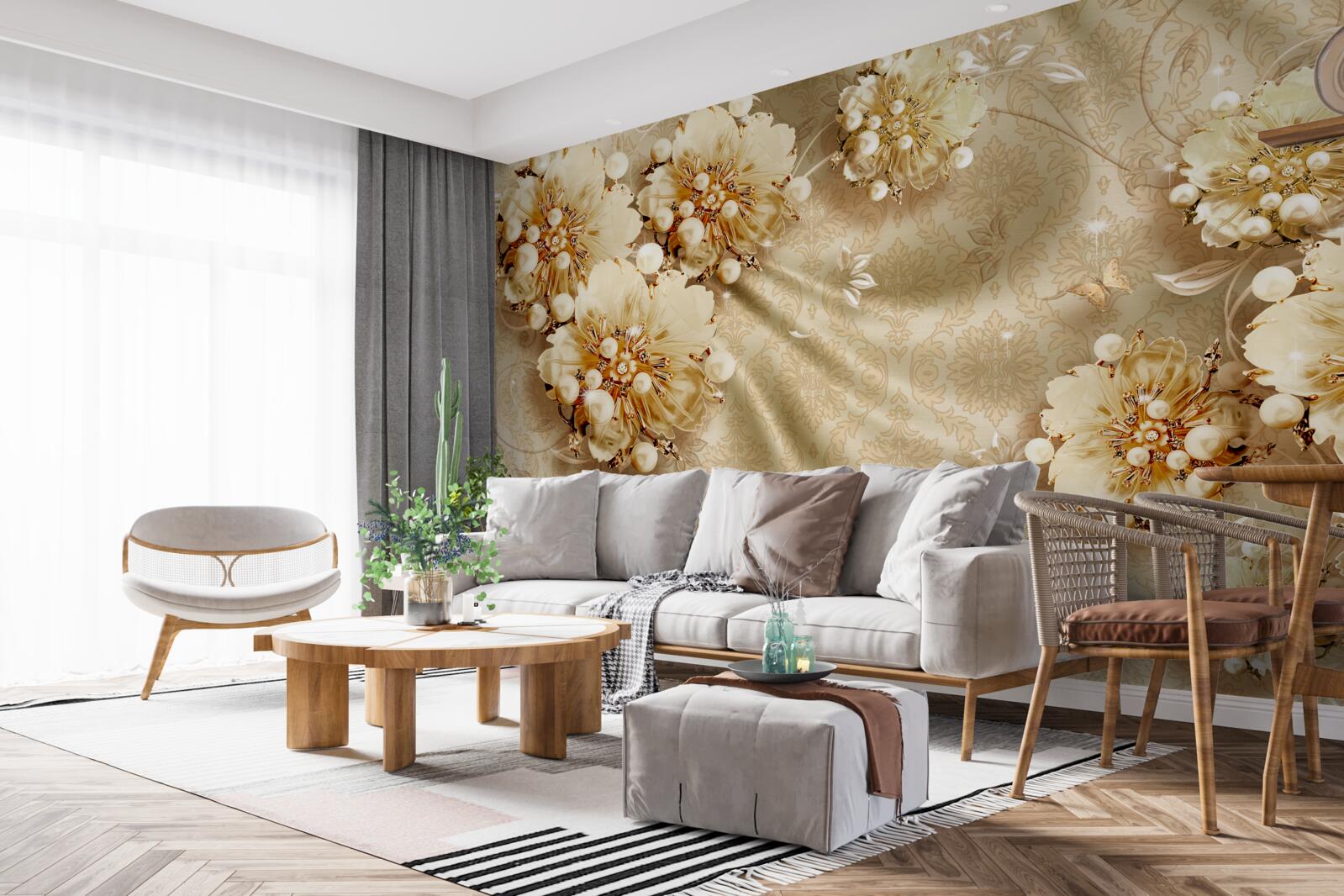 Fototapeten Braunschattes dominieren in Blumen- und Seideschatten