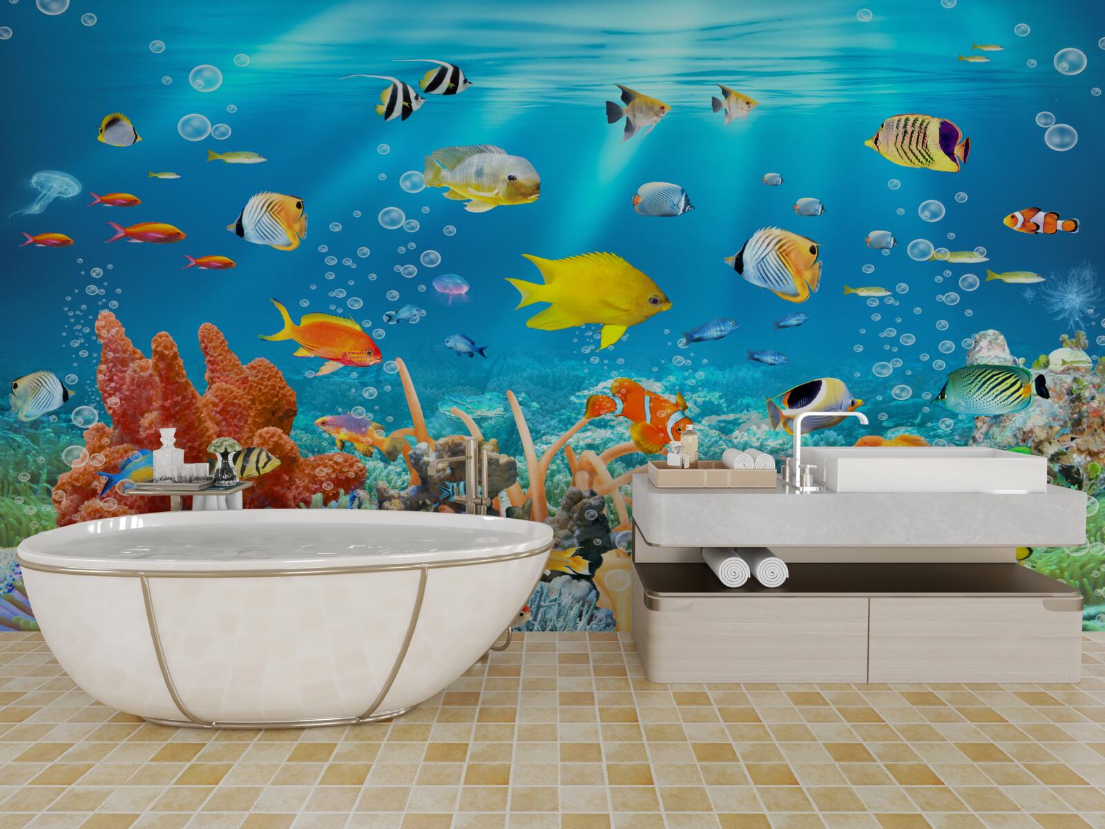 Fototapeten Die Vielfalt der Fische unter Wasser