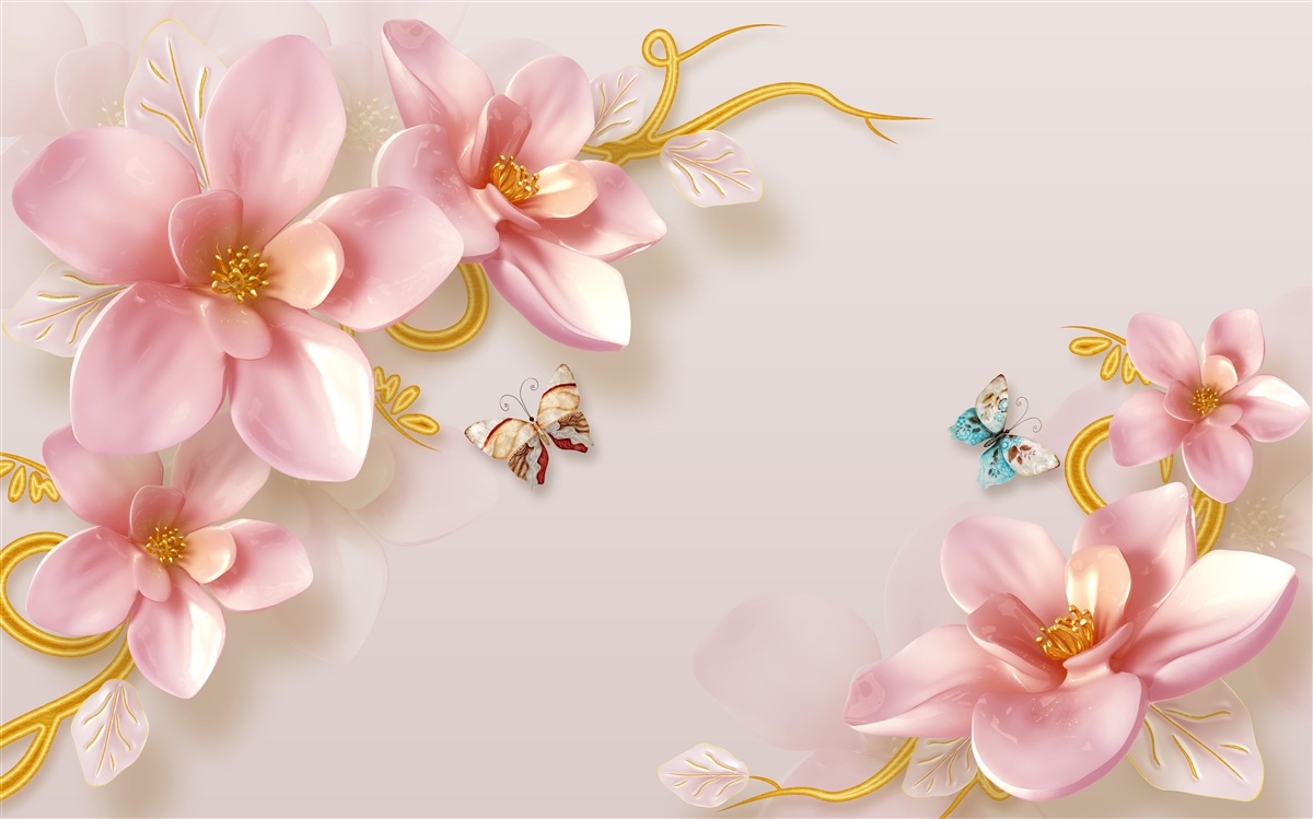 Fototapeten Attraktive Blumen aus rosa Porzellan
