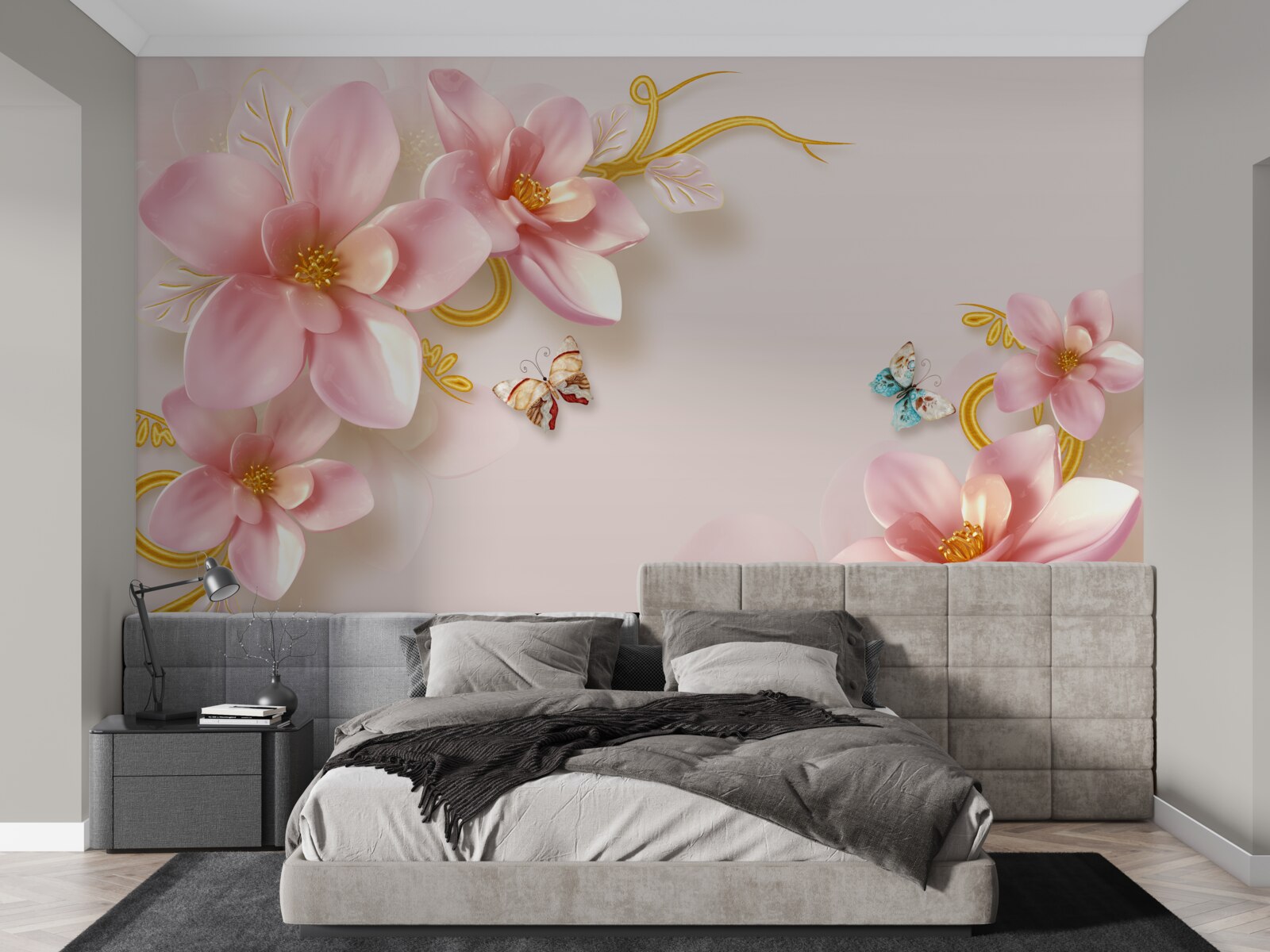 Fototapeten Attraktive Blumen aus rosa Porzellan