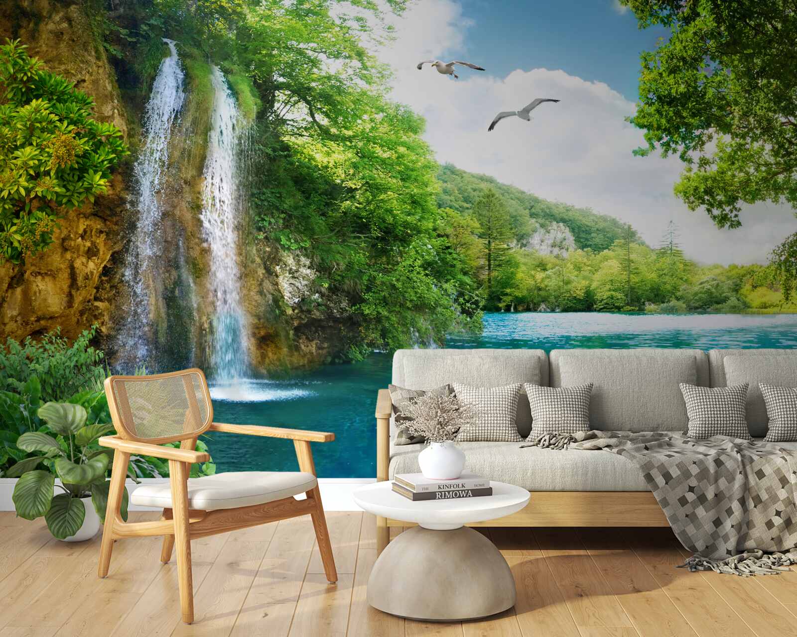 Fototapeten Die fabelhafte Schönheit der Natur ist das Schwimmen im Wasserfall und am See