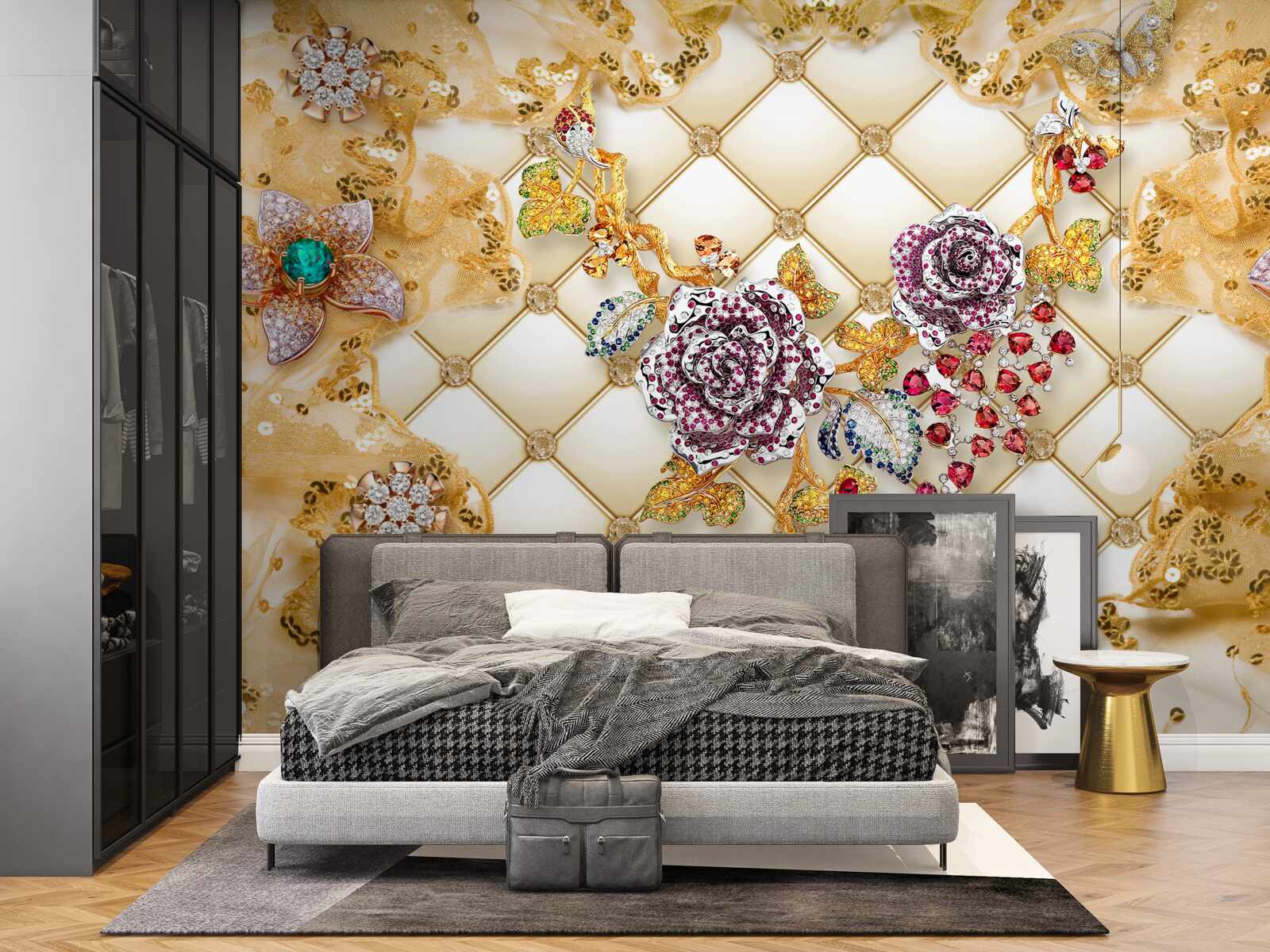 Fototapeten Herbstblumen aus Gold und Stein