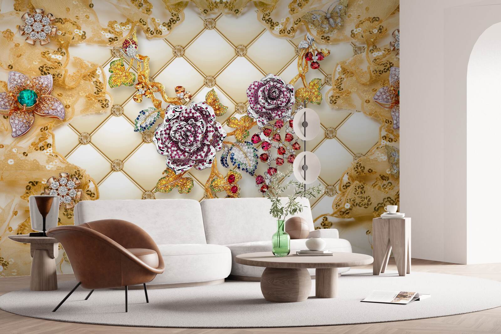 Fototapeten Herbstblumen aus Gold und Stein