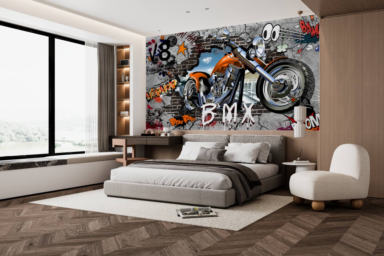 Fototapeten Graffiti in Form eines Motorrads
