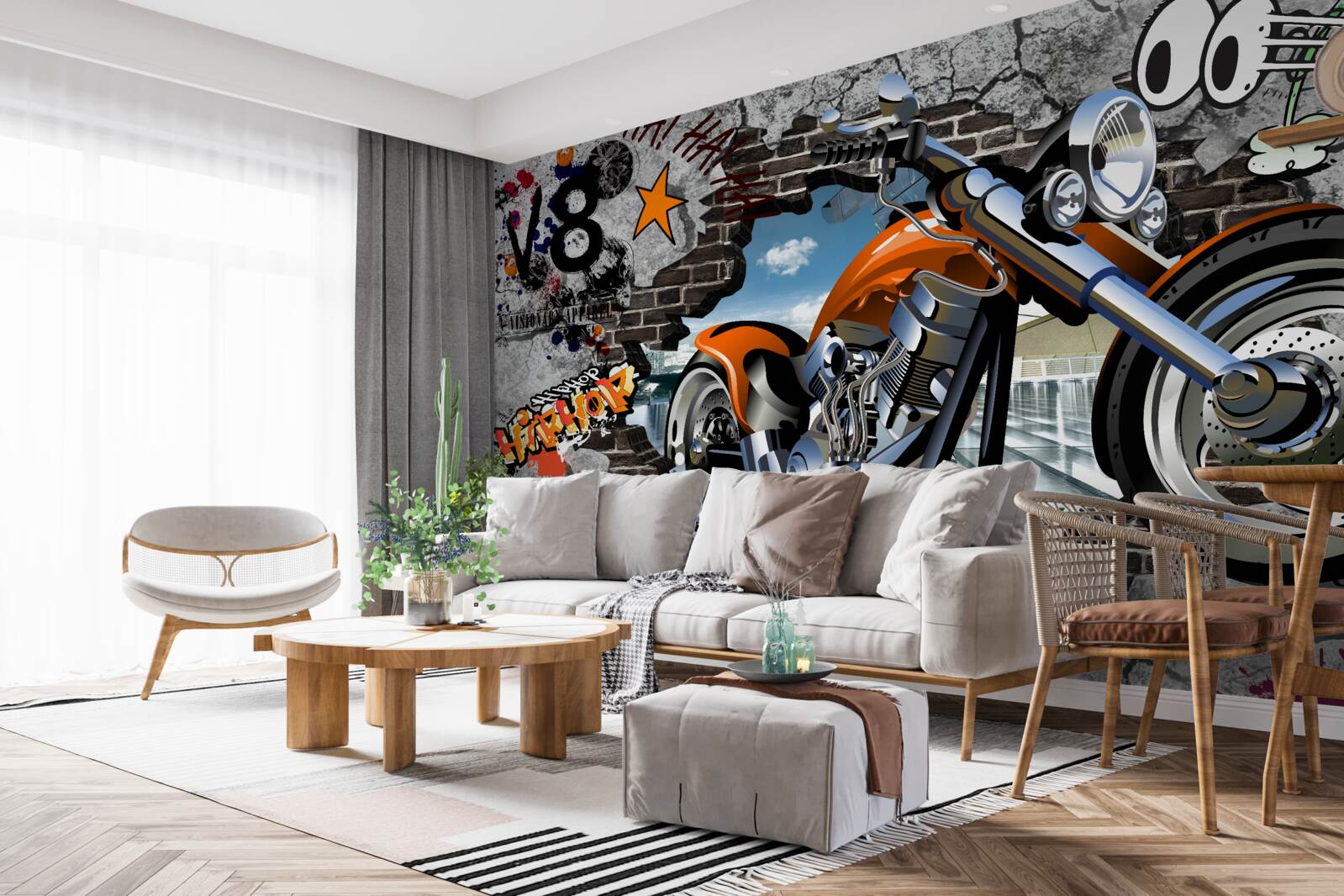 Fototapeten Graffiti in Form eines Motorrads