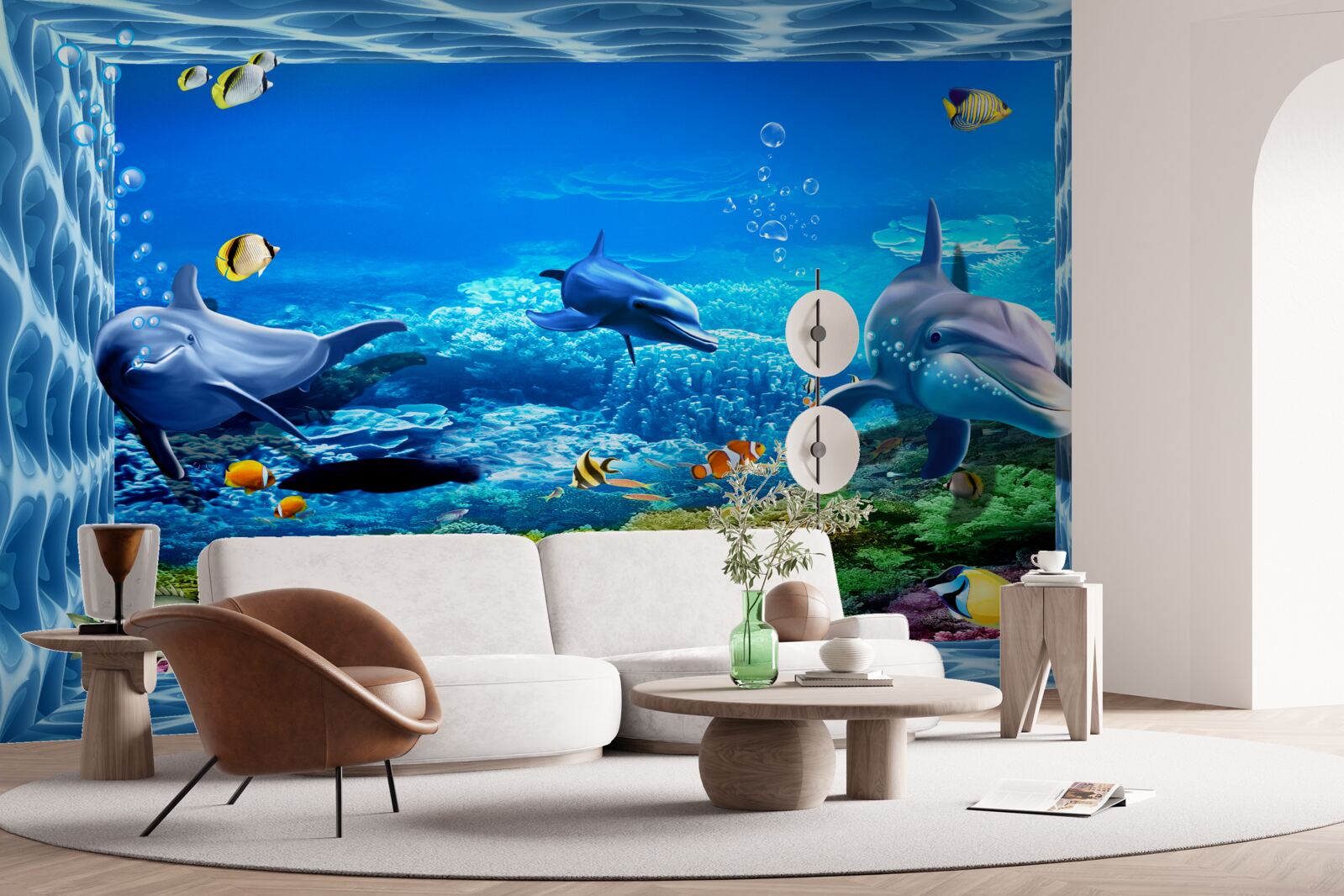 Fototapeten Delfine leben in der Unterwasserwelt