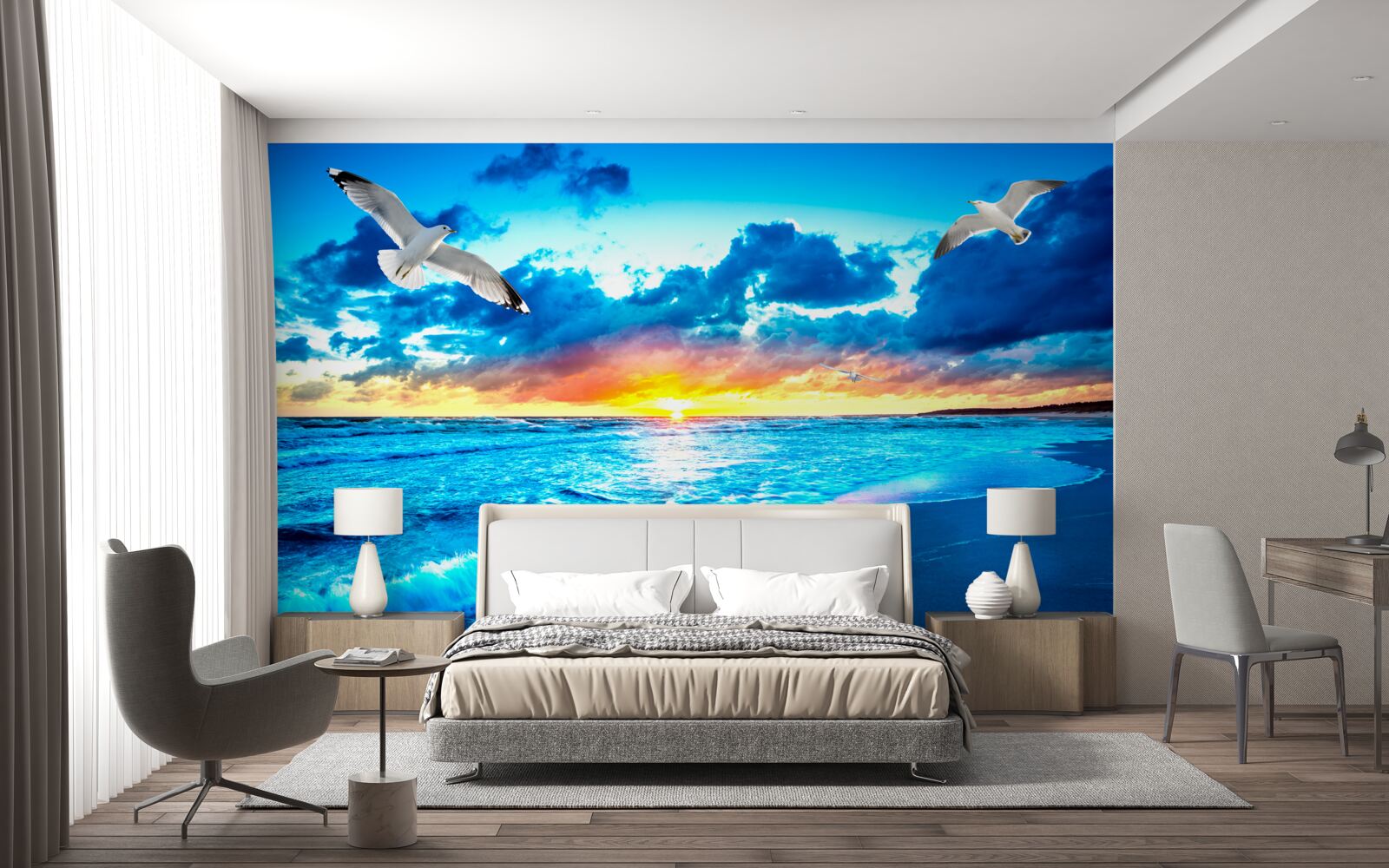 Fototapeten Sonnenuntergang am Meer und verträumte Meere