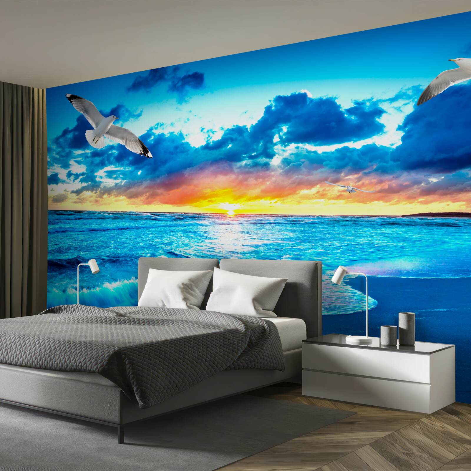 Fototapeten Sonnenuntergang am Meer und verträumte Meere