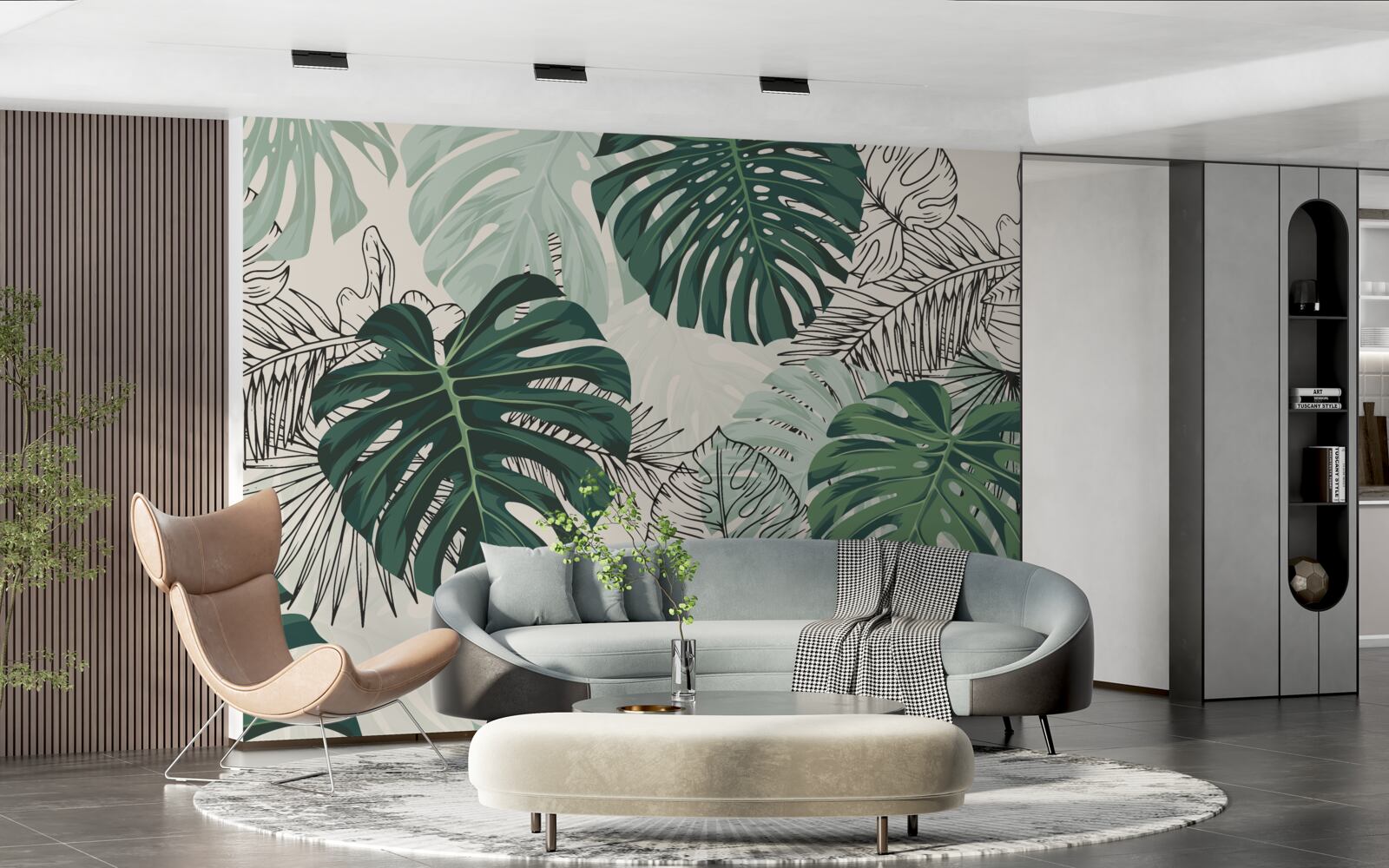 Fototapeten Strukturierte Monstera -Blätter sind majestätisch