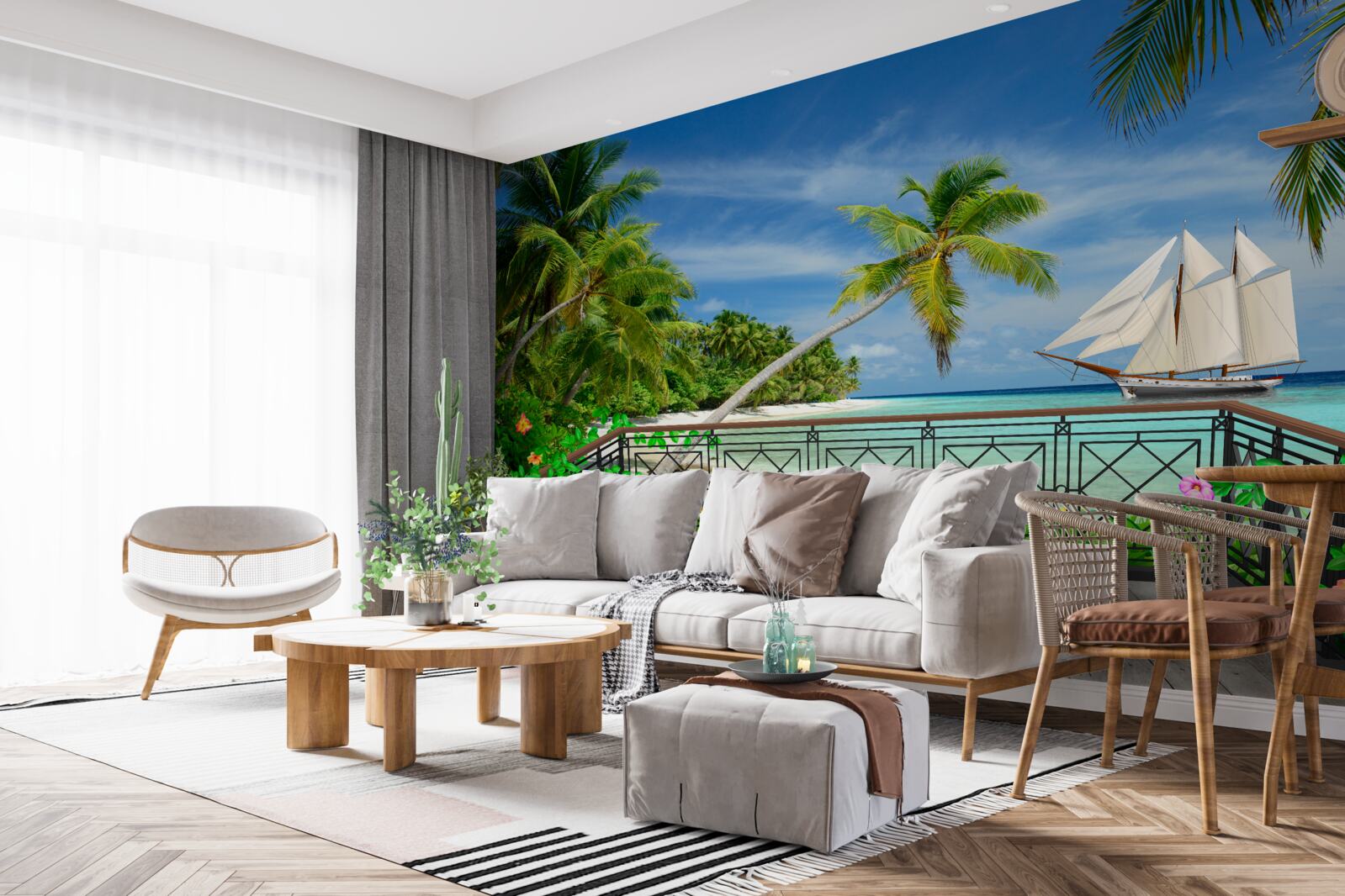 Fototapeten Meeresufer mit einem Balkon