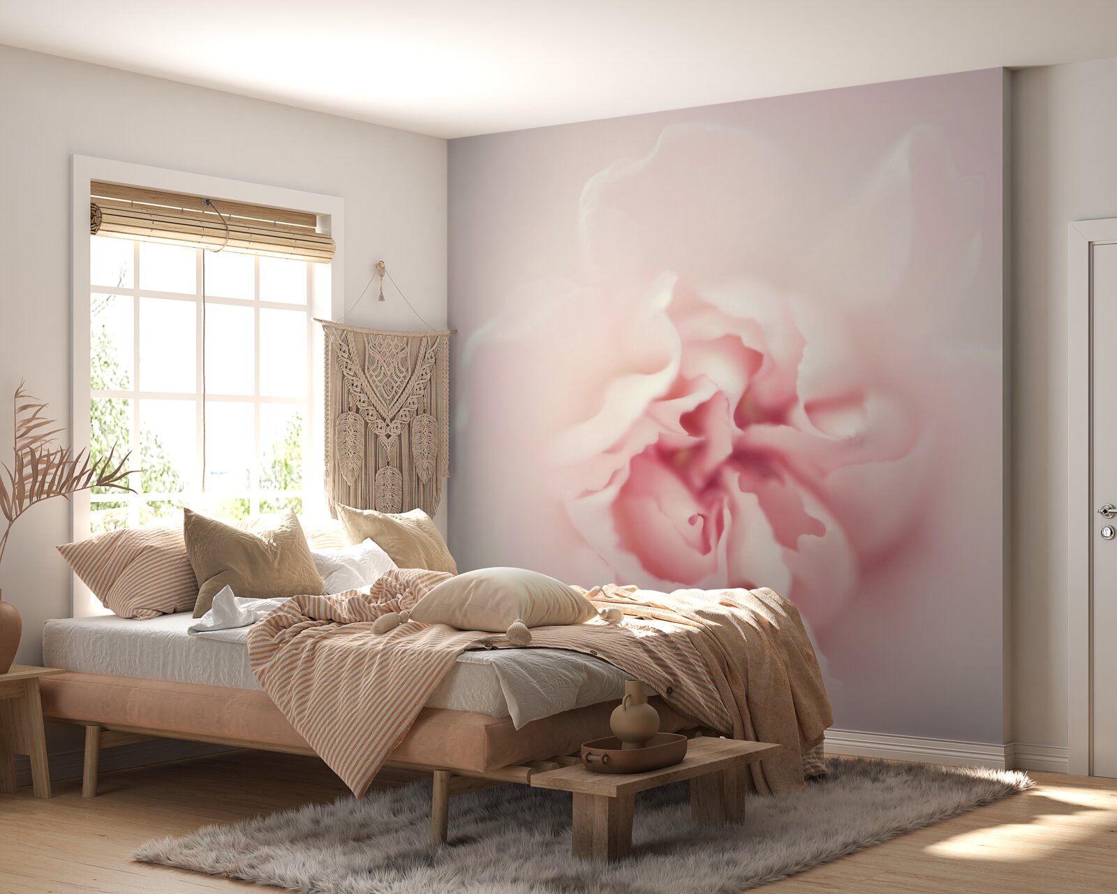 Fototapeten Ein detailliertes Bild des Herzens einer rosa Blume