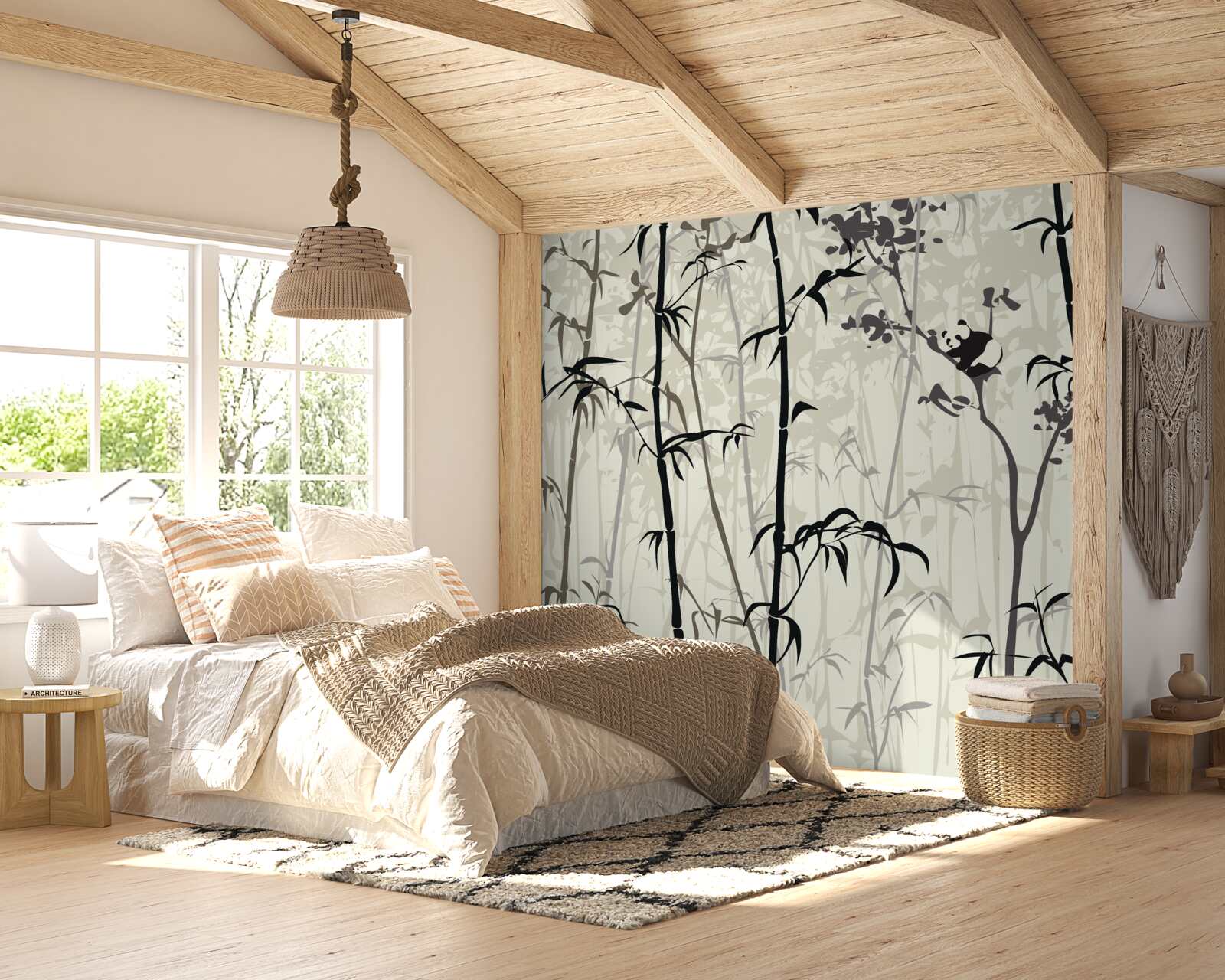 Fototapeten Pandas Kind versteckt sich im Unkraut