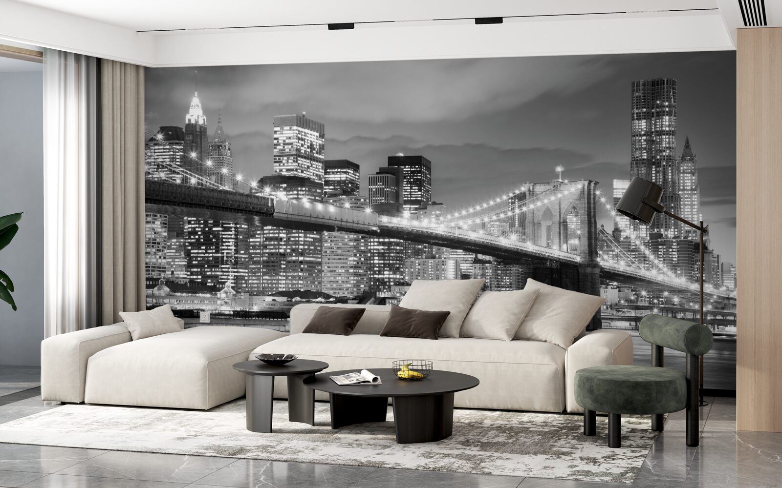 Fototapeten New York in Schwarz -Weiß -Schatten