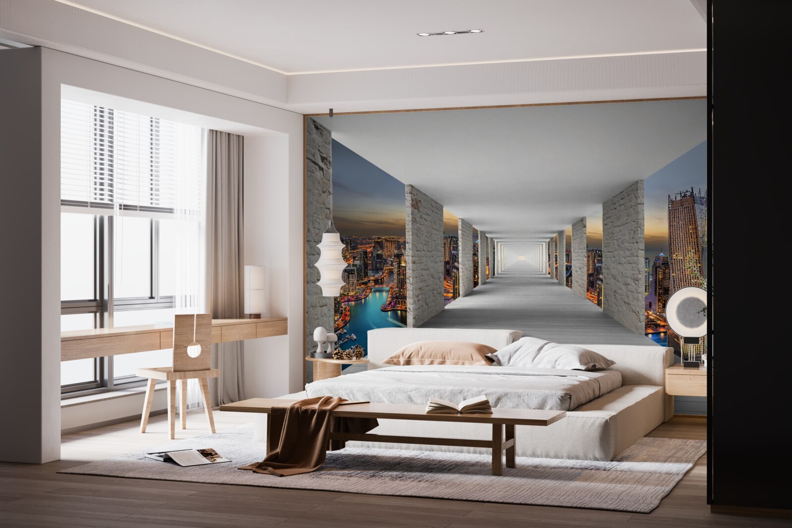 Fototapeten 3d Galerie über die Stadtgebäude