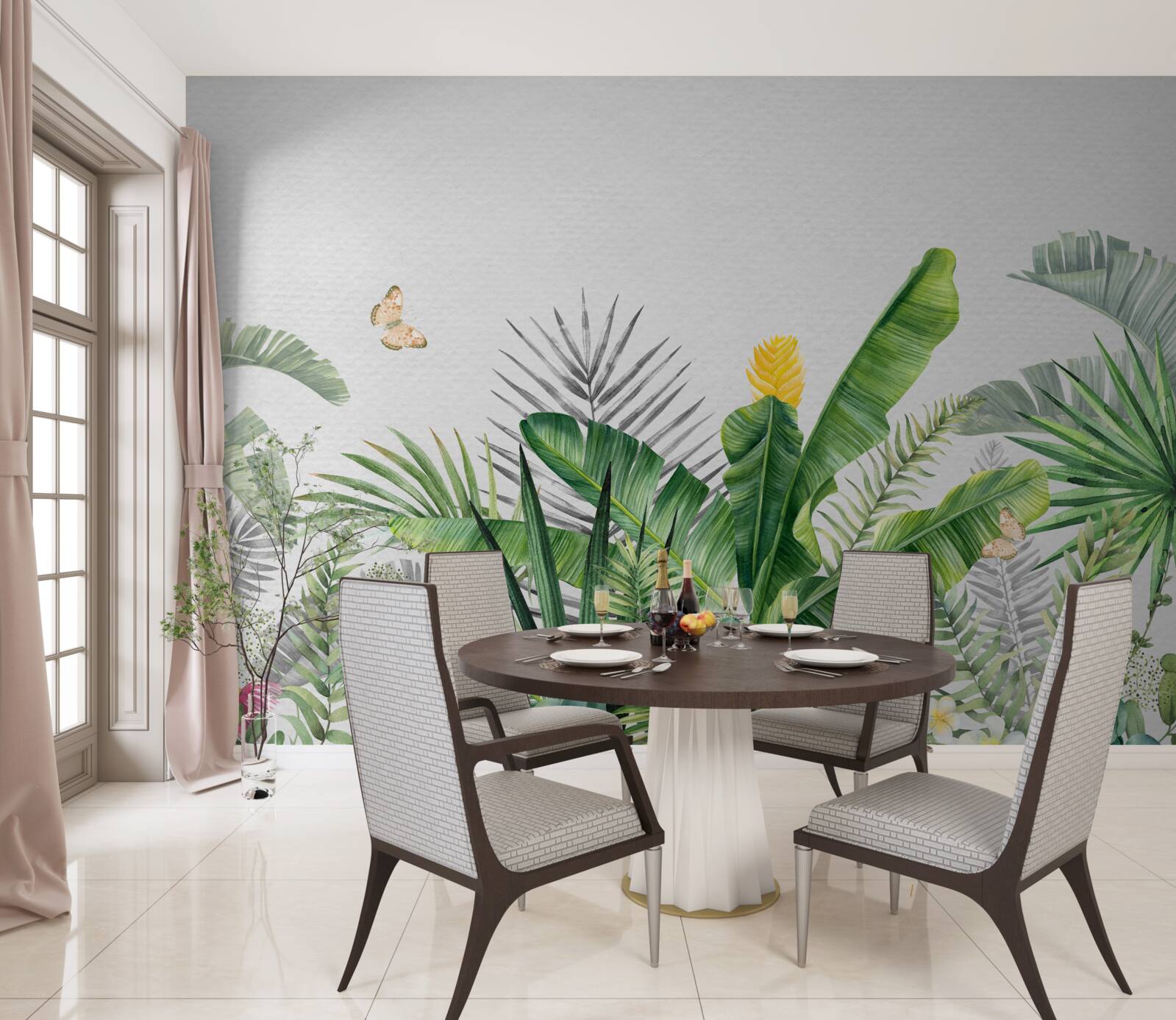 Fototapeten Tropische Flora auf hellem Hintergrund