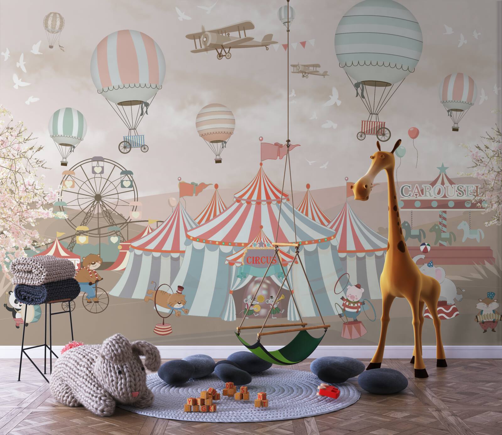 Fototapeten Luftballons und Zirkusaufführungen