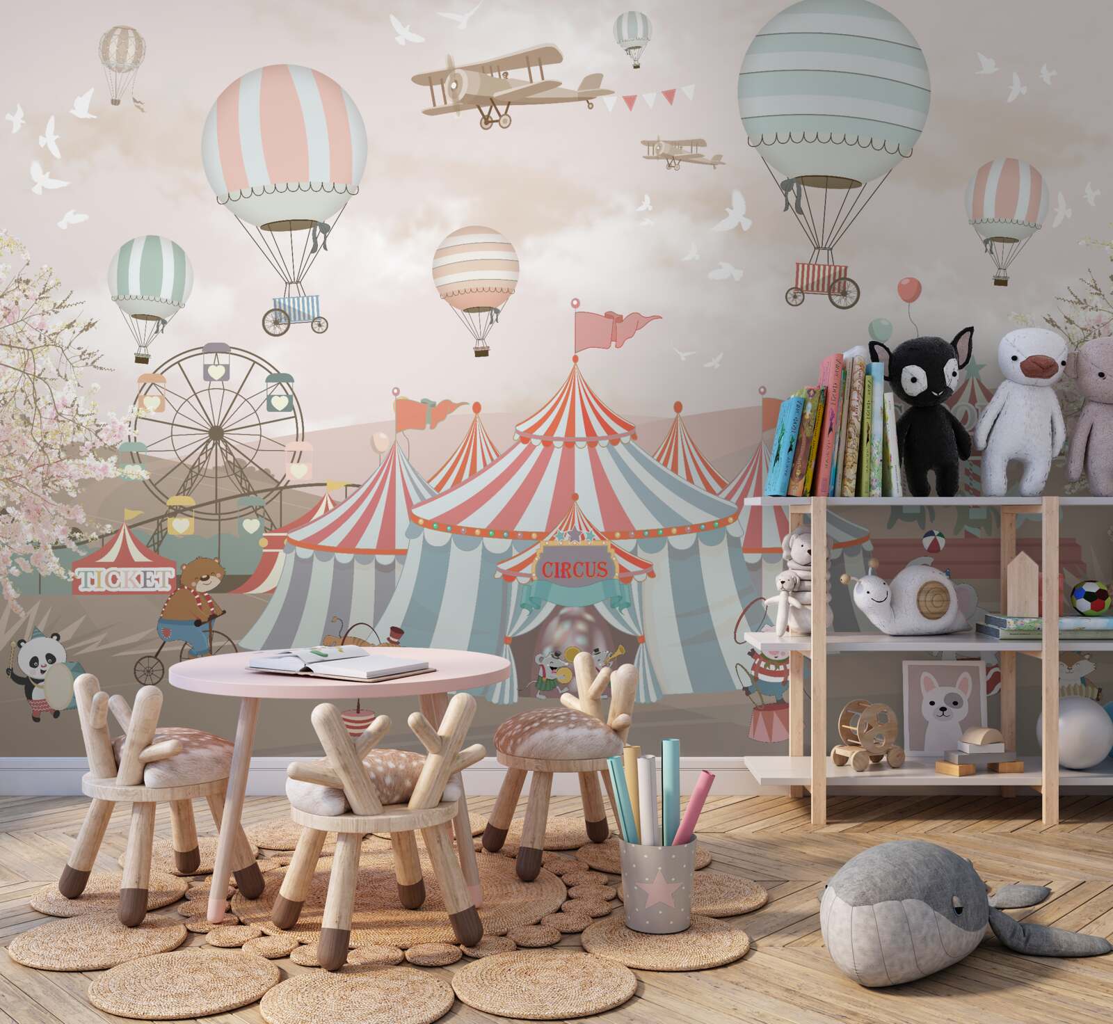 Fototapeten Luftballons und Zirkusaufführungen