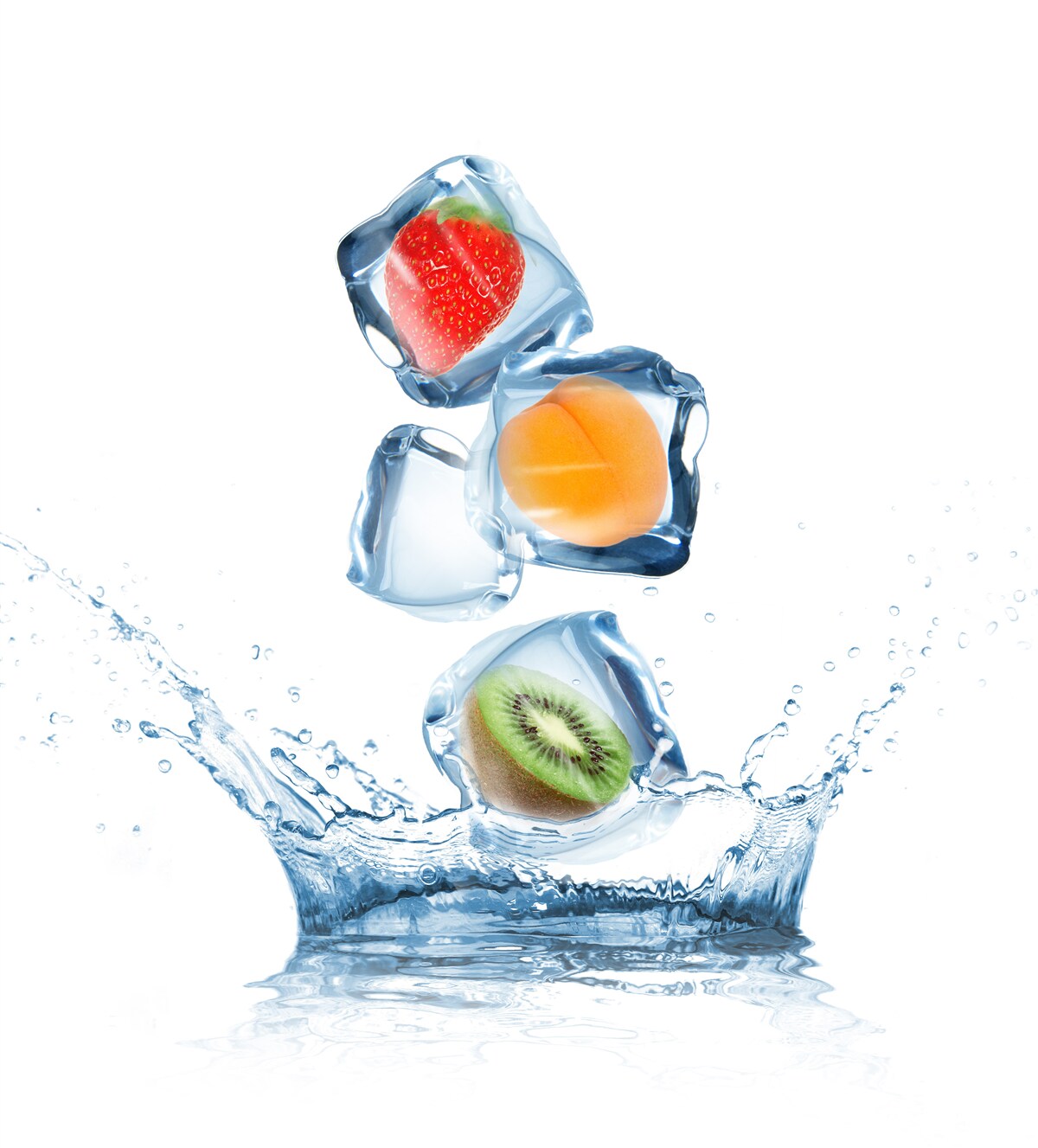 Fototapeten Eiswürfel mit Obst