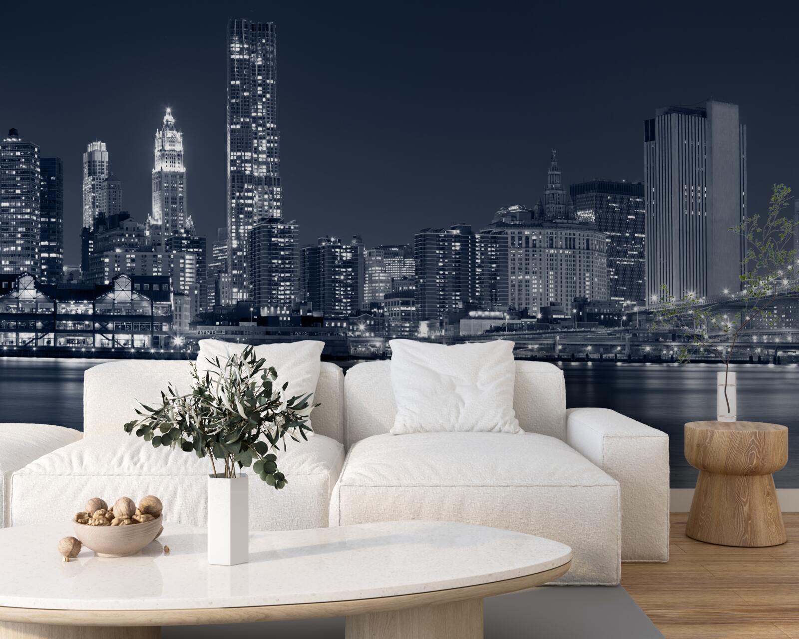 Fototapeten Brookliński Bridge und Manhattan nachts