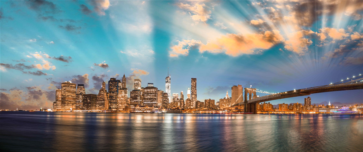 Fototapeten Brookliński und Manhattan Bridge in New York