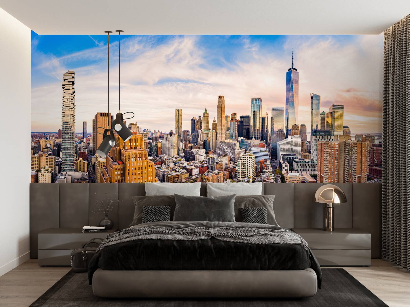 Fototapeten Sonnenuntergang über dem unteren Manhattan