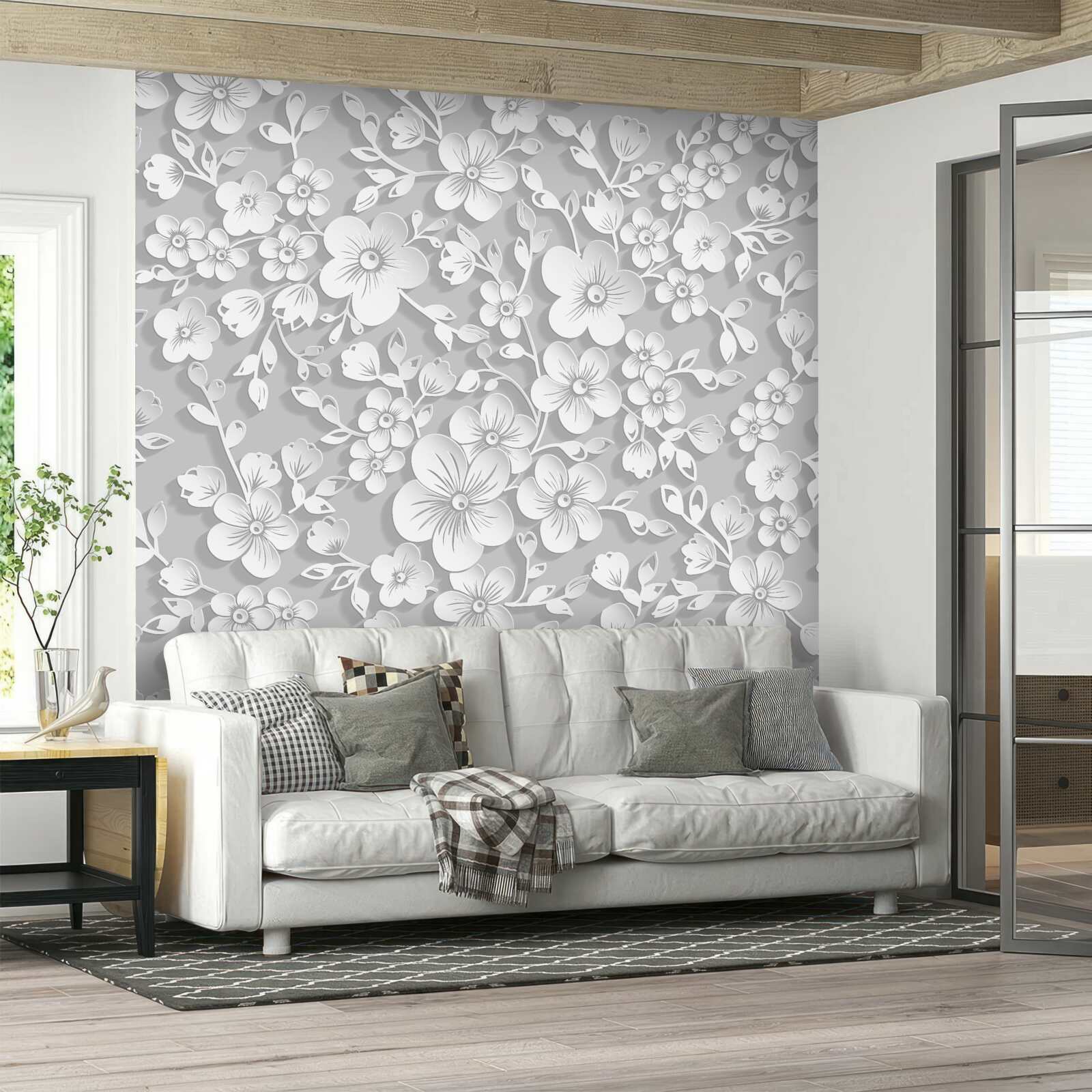 Fototapeten Eine große Anzahl kleiner schneebedecker Blüten