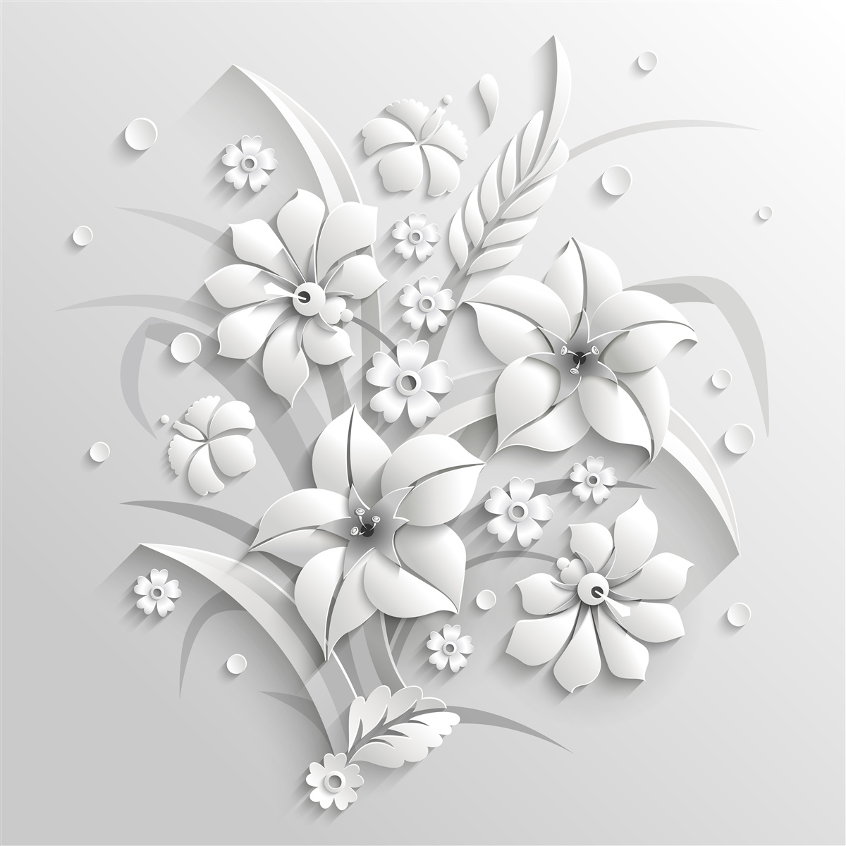Fototapeten Schnee -weiße Blumen wie Milch, auf weißem Hintergrund