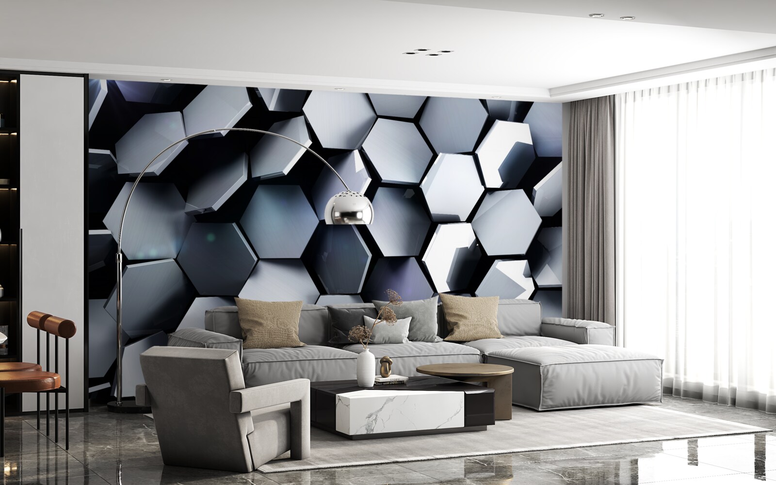 Fototapeten Pentate in 3D mit Karten
