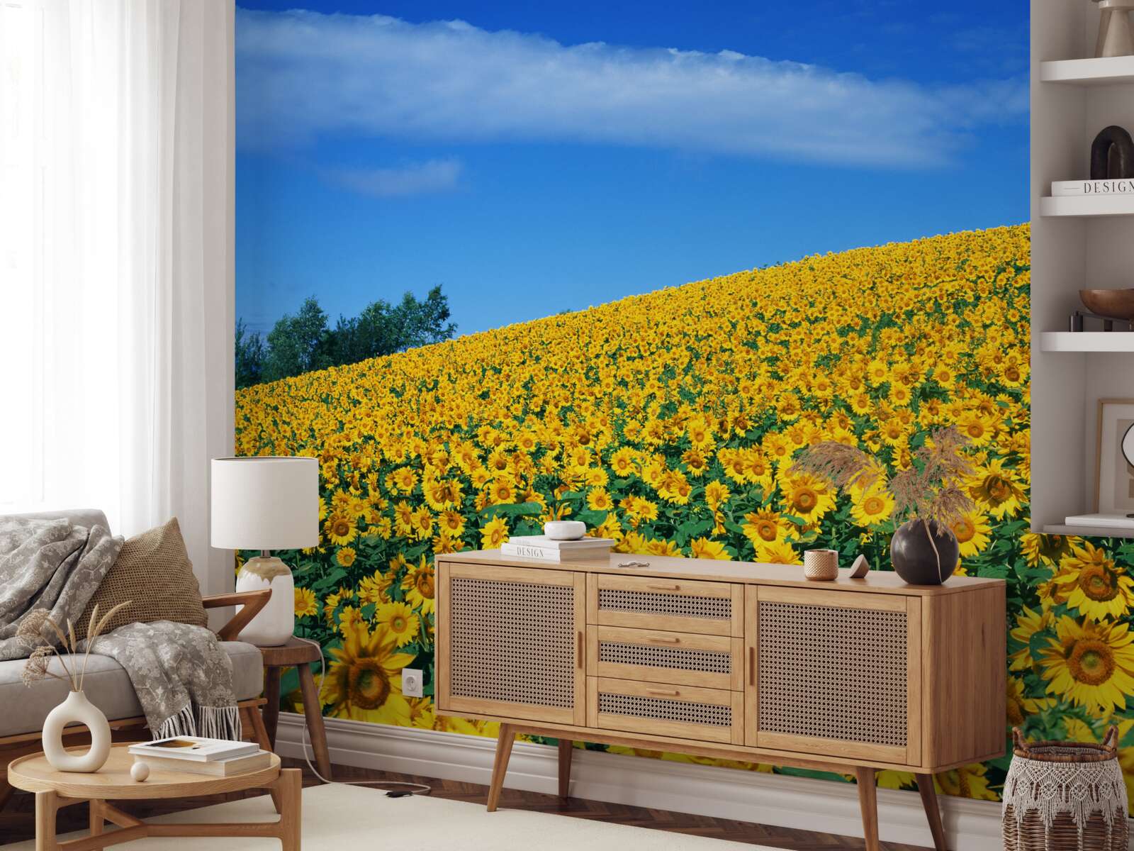 Fototapeten Toller Raum mit Sonnenblumen