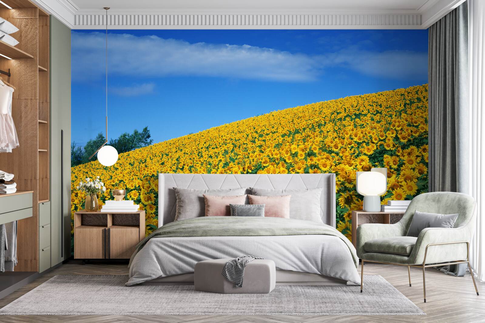 Fototapeten Toller Raum mit Sonnenblumen
