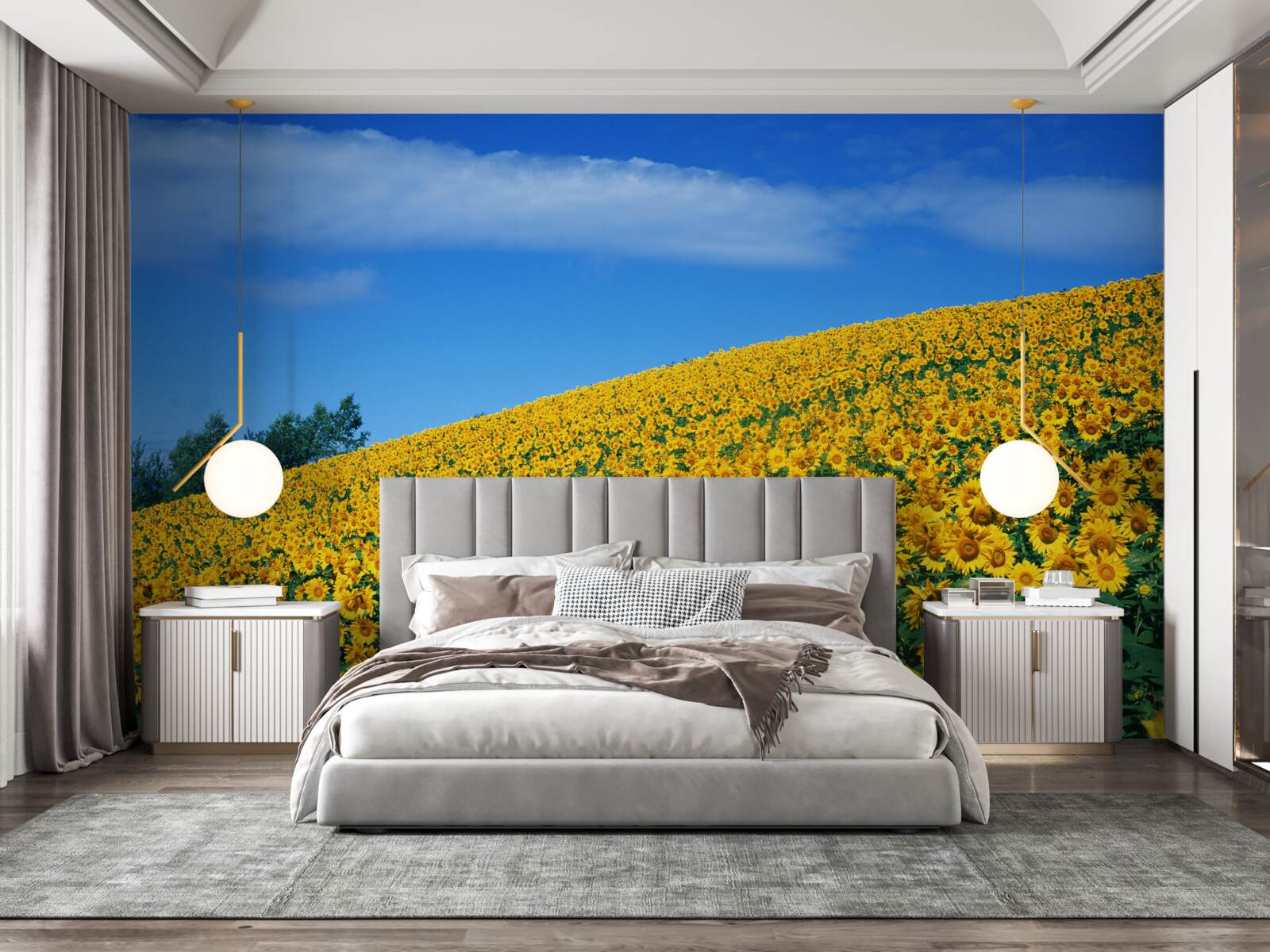 Fototapeten Toller Raum mit Sonnenblumen