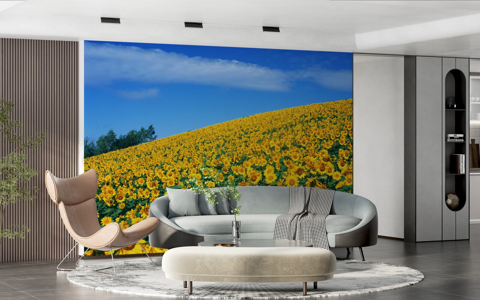 Fototapeten Toller Raum mit Sonnenblumen