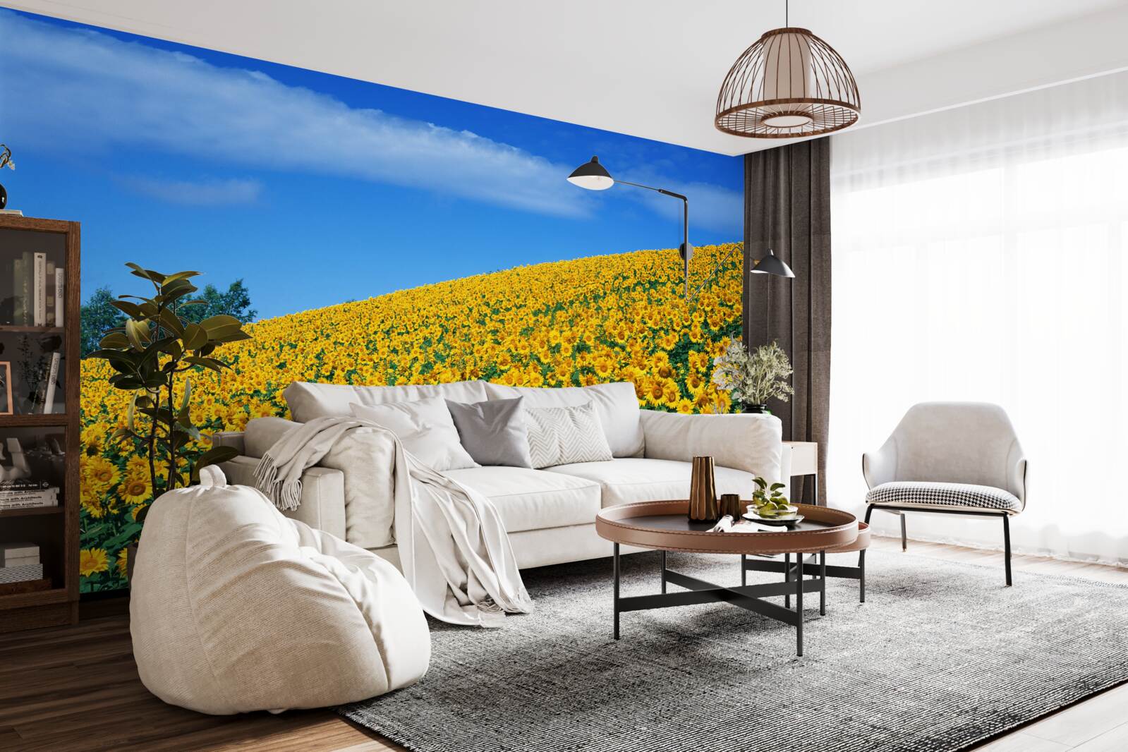 Fototapeten Toller Raum mit Sonnenblumen