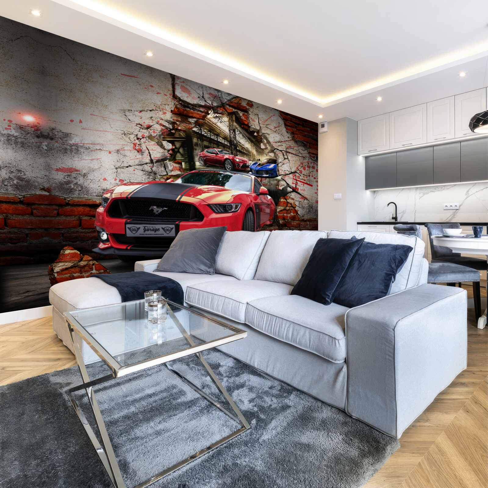 Fototapeten Mustang rot an der Wand