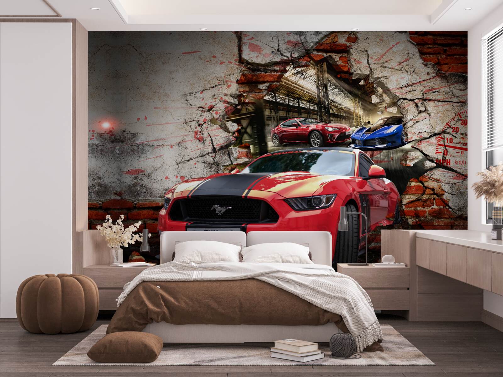 Fototapeten Mustang rot an der Wand