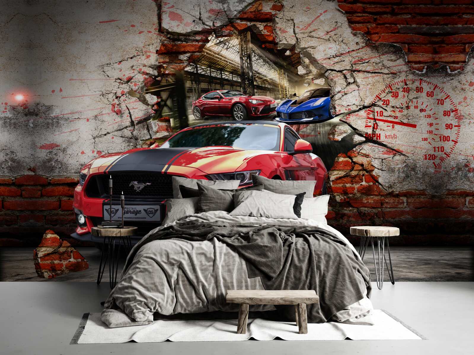 Fototapeten Mustang rot an der Wand