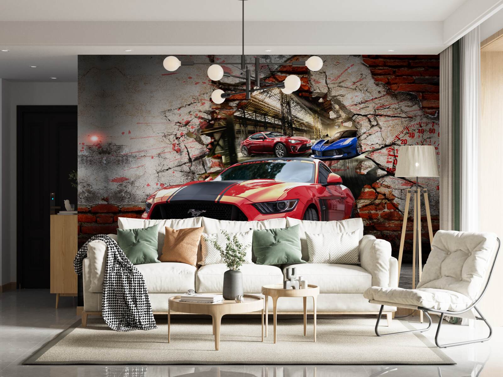 Fototapeten Mustang rot an der Wand