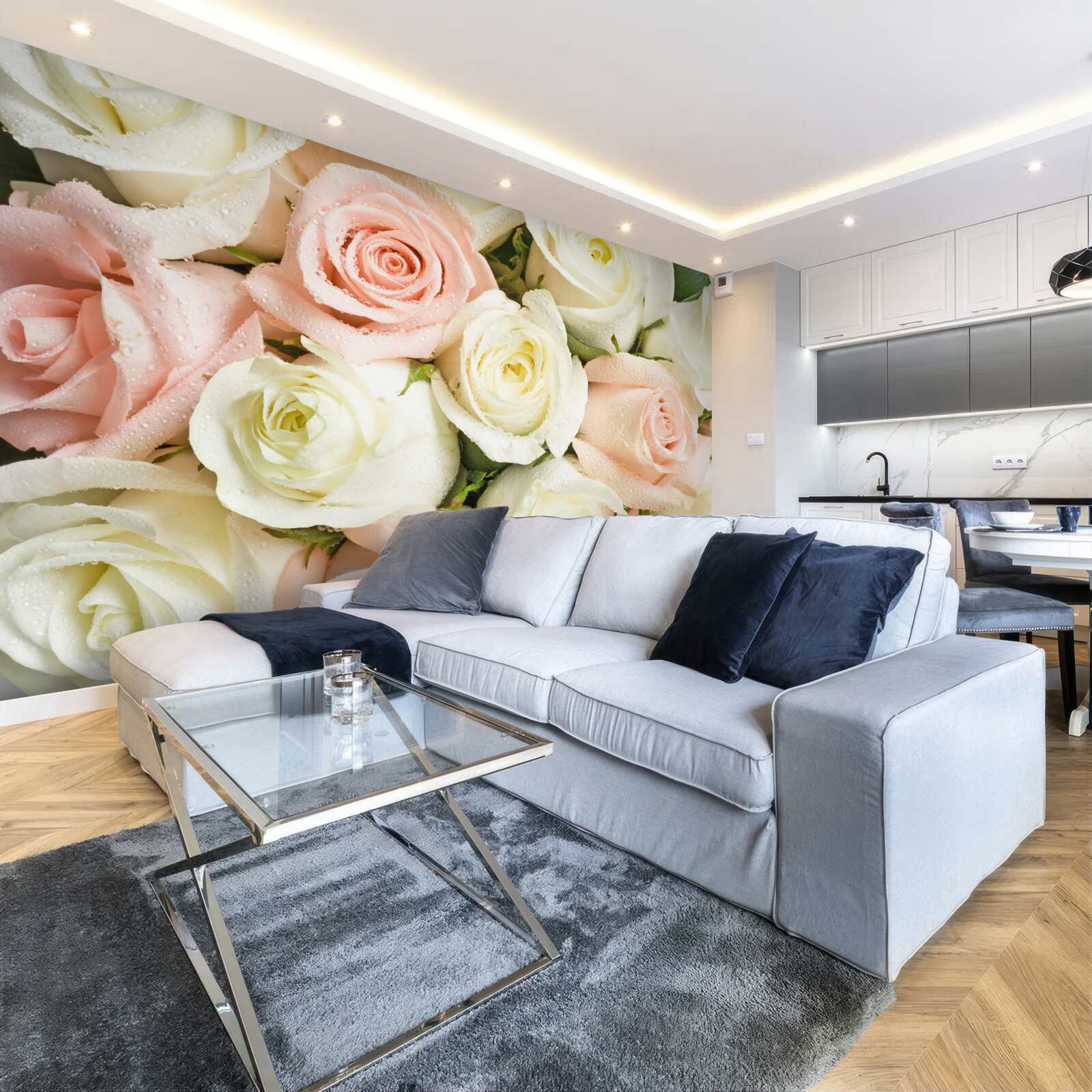 Fototapeten Ein Bouquet von beige-rosa Pink, voller Delikatesse