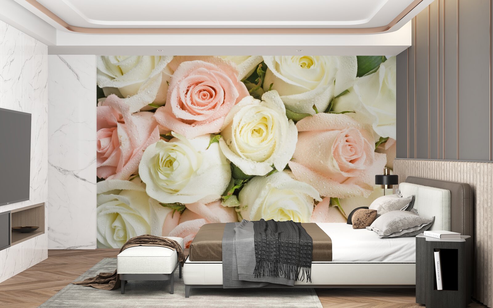 Fototapeten Ein Bouquet von beige-rosa Pink, voller Delikatesse