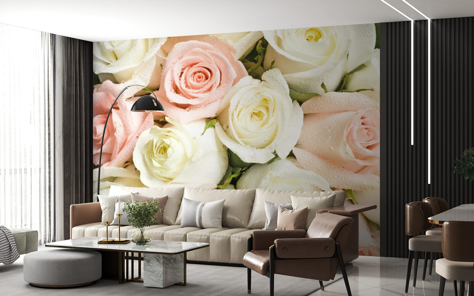Fototapeten Ein Bouquet von beige-rosa Pink, voller Delikatesse