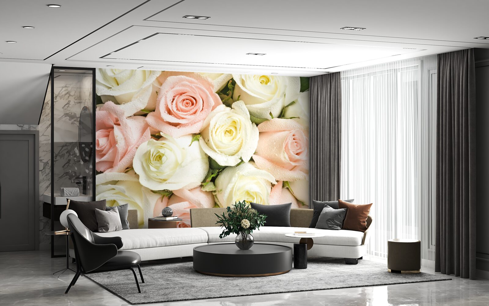 Fototapeten Ein Bouquet von beige-rosa Pink, voller Delikatesse