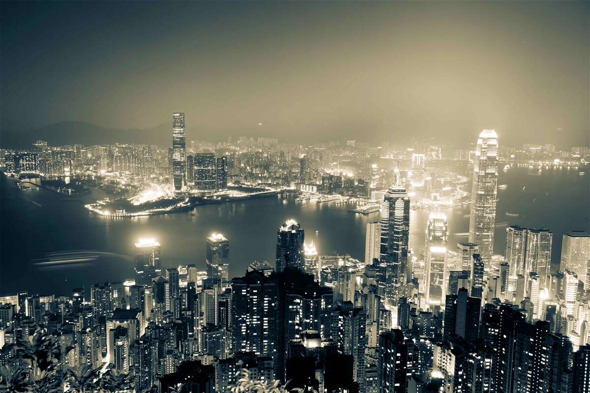 Fototapeten Panorama -Nachtblick auf Hongkong