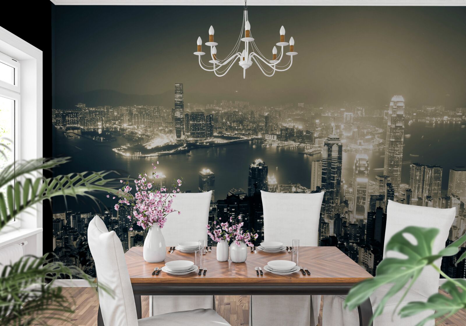 Fototapeten Panorama -Nachtblick auf Hongkong