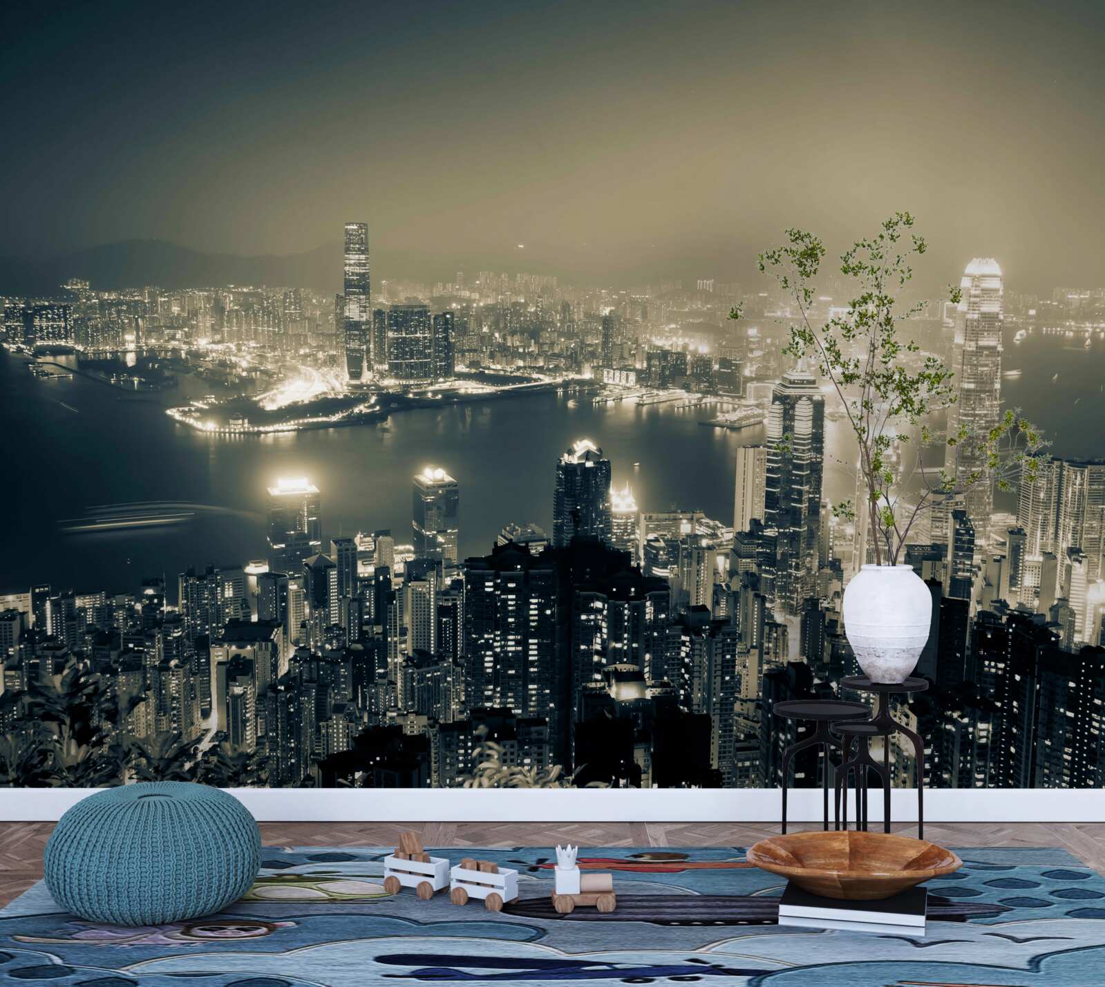 Fototapeten Panorama -Nachtblick auf Hongkong
